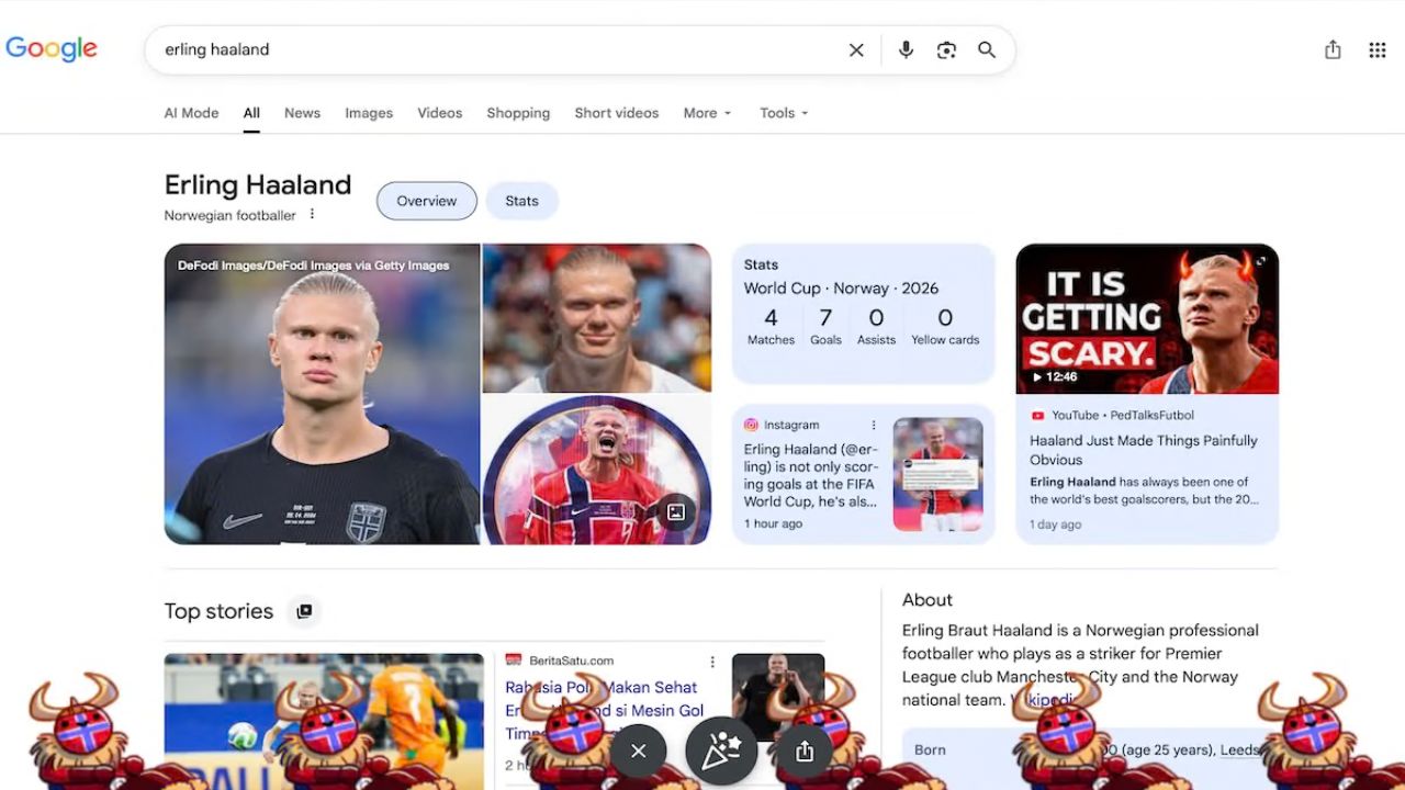 Ketik Nama Haaland di Google, Animasi Viking Row Akan Muncul.